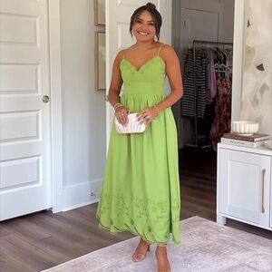 ASTR the Label Kaidi Embroidered Midi Dress in Green